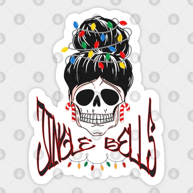 Skull Glow: Jingle Bells Edition Sticker by Asterisk Design Store